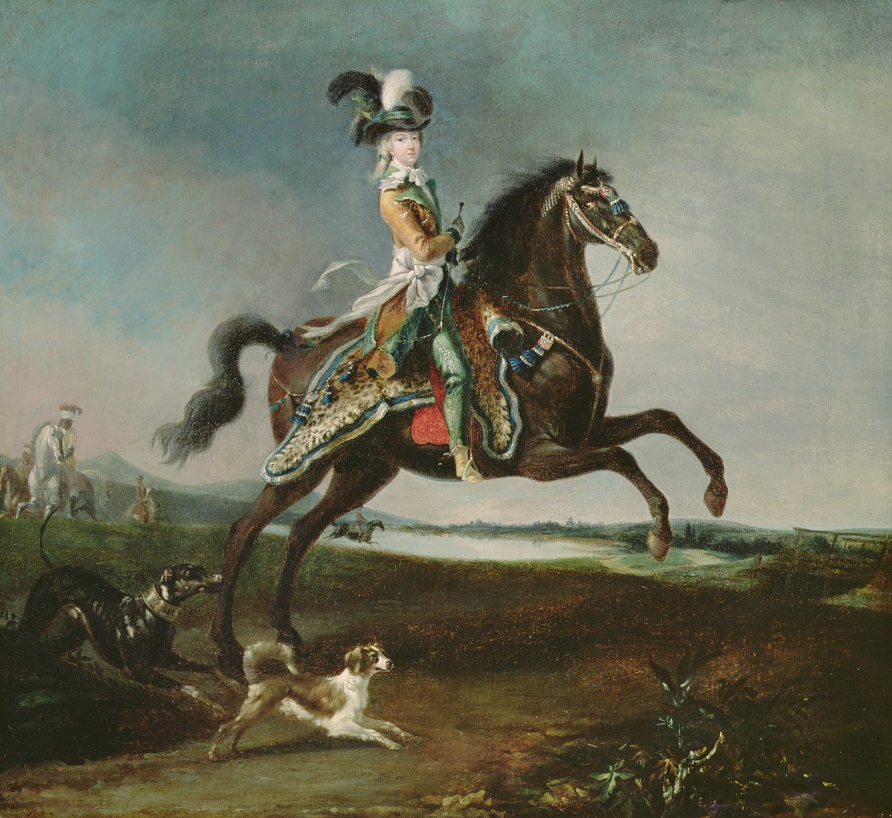 Retrato Equestre de Maria Antonieta (1755-93) em Traje de Caça, 1783 de Louis Auguste Brun or Brun de Versoix