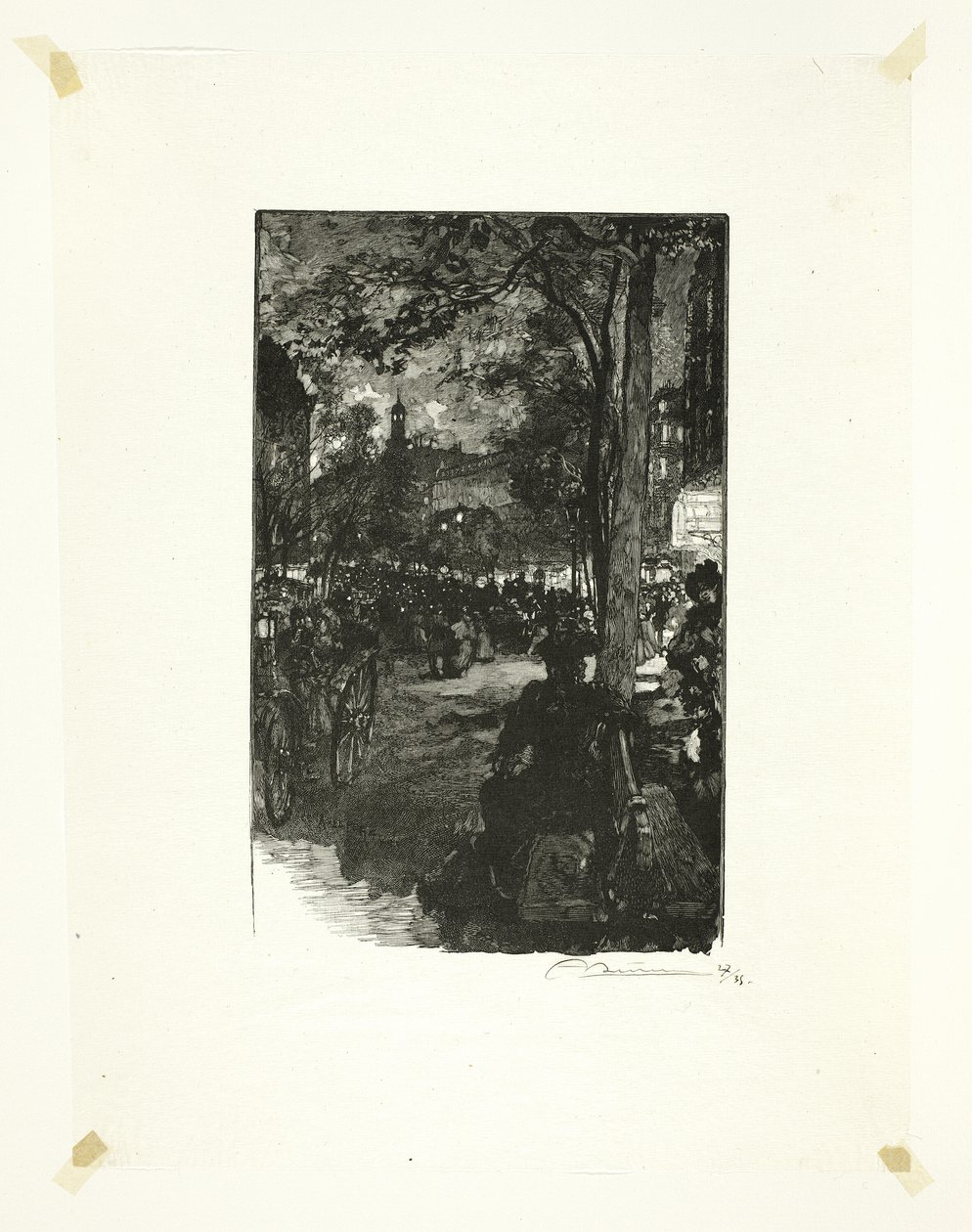 Boulevard Montmartre, à noite, placa quinze de Le Long de la Seine et des Boulevards de Louis Auguste Lepère