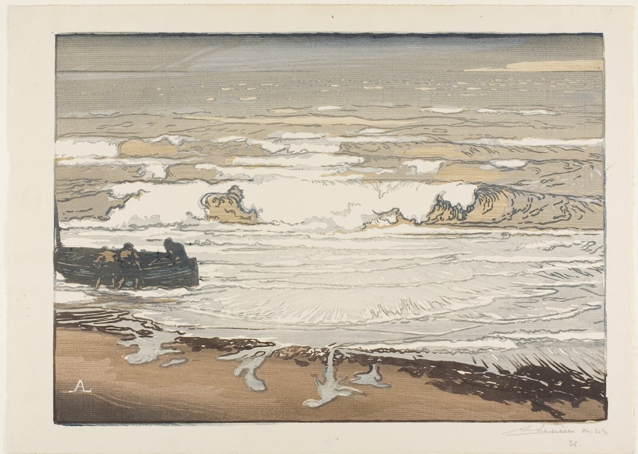 Ondas quebrando, maré de setembro de Louis Auguste Lepère