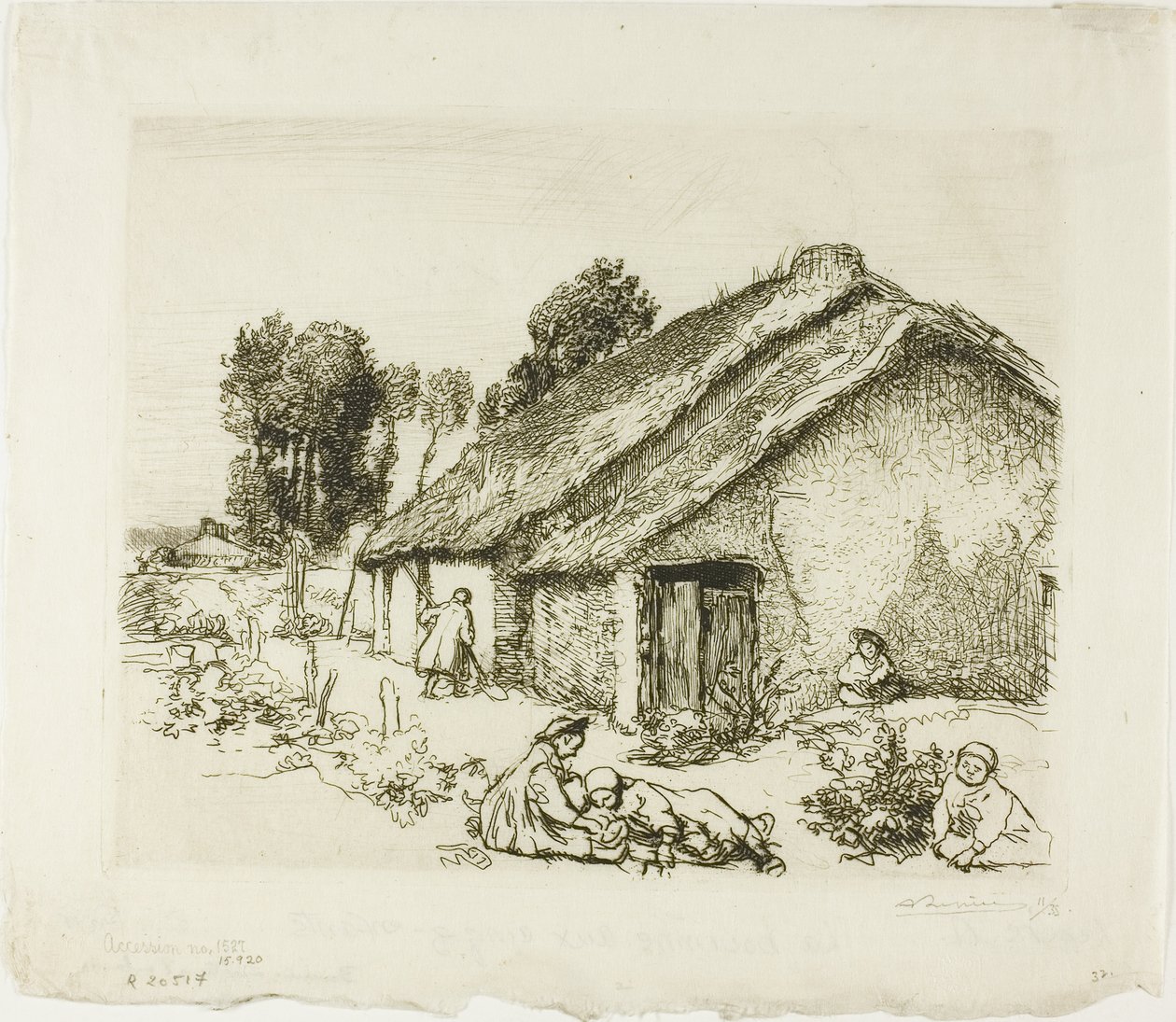 Casa de campo com cinco crianças de Louis Auguste Lepère