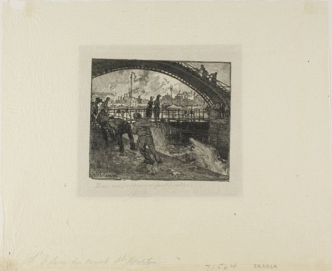 Eclusa do Canal Saint-Martin de Louis Auguste Lepère