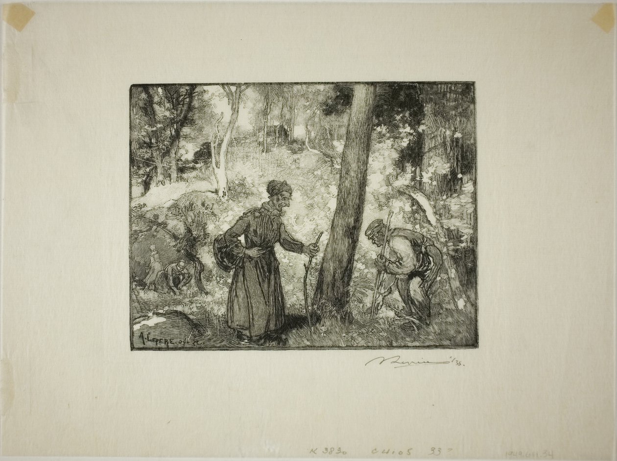 Caçadores de cogumelos no Rocher Bernard de Louis Auguste Lepère