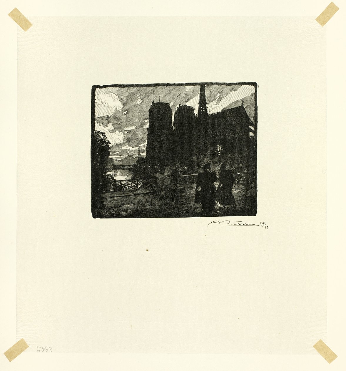 Notre-Dame, à noite, chapa oito de Le Long de la Seine et des Boulevards de Louis Auguste Lepère