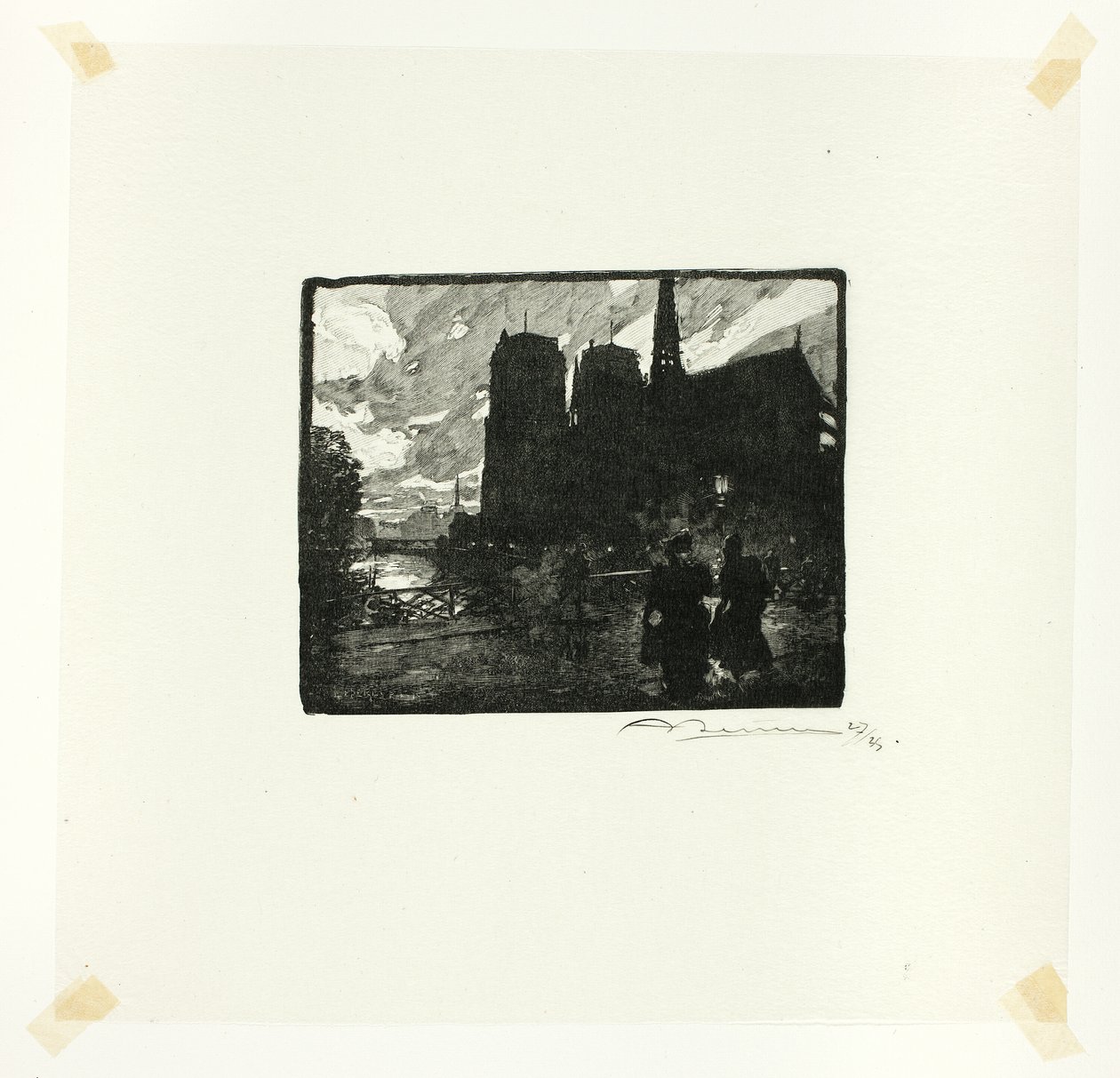 Notre-Dame, à noite, chapa oito de Le Long de la Seine et des Boulevards de Louis Auguste Lepère