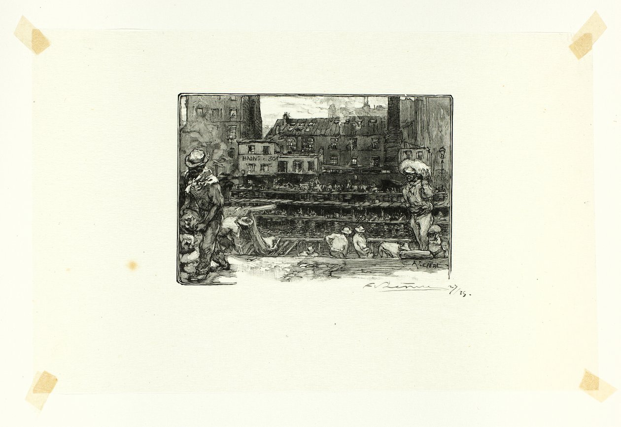 Descarregadores de gesso, placa três de Le Long de la Seine et des Boulevards de Louis Auguste Lepère