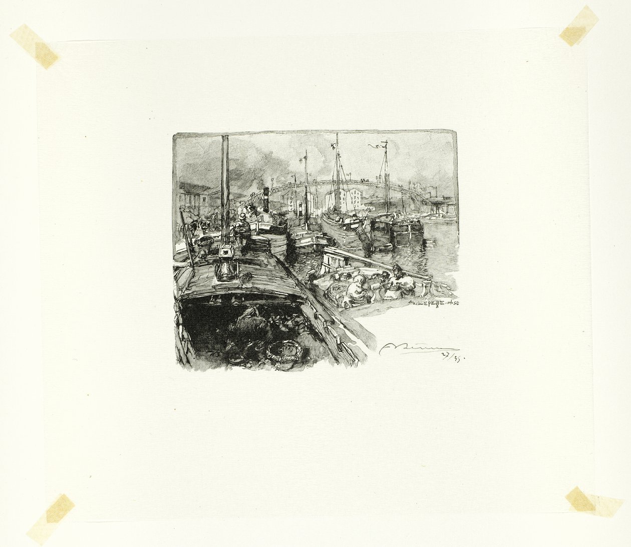 Doca de Villette, placa cinco de Le Long de la Seine et des Boulevards de Louis Auguste Lepère