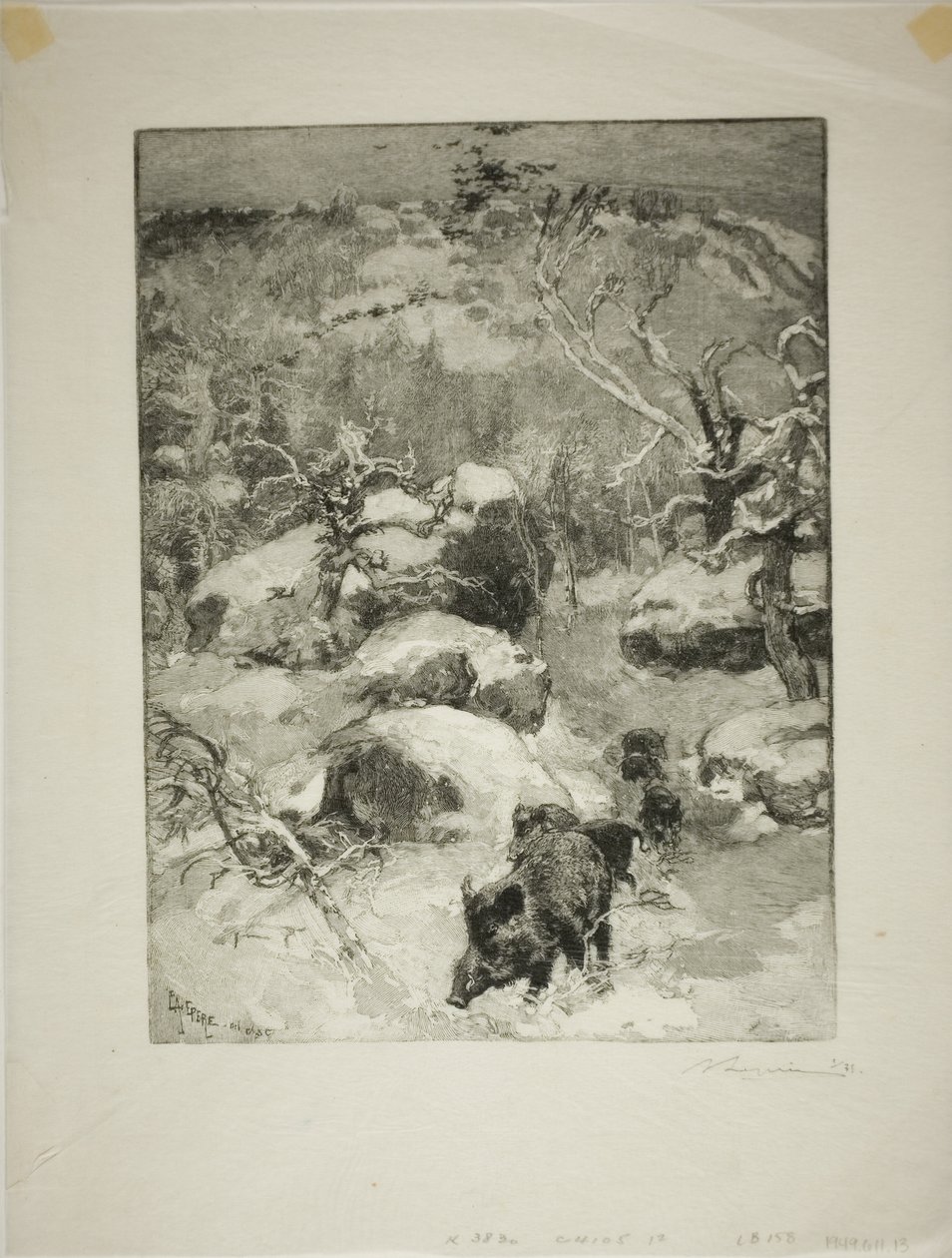 inverno: Falésia de Cuvier-Châtillon de Louis Auguste Lepère