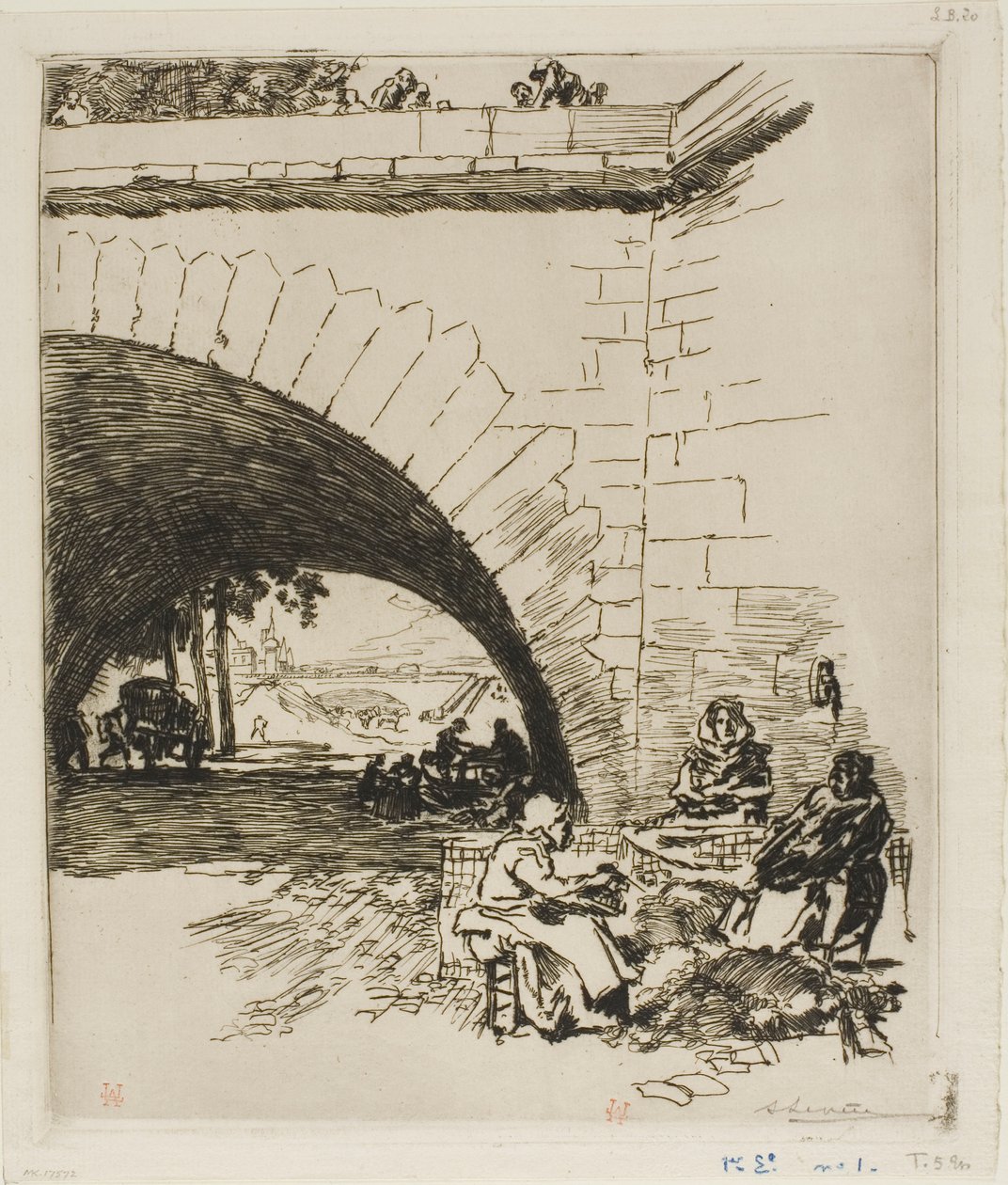 Os carteadores de lã em Pont Marie de Louis Auguste Lepère