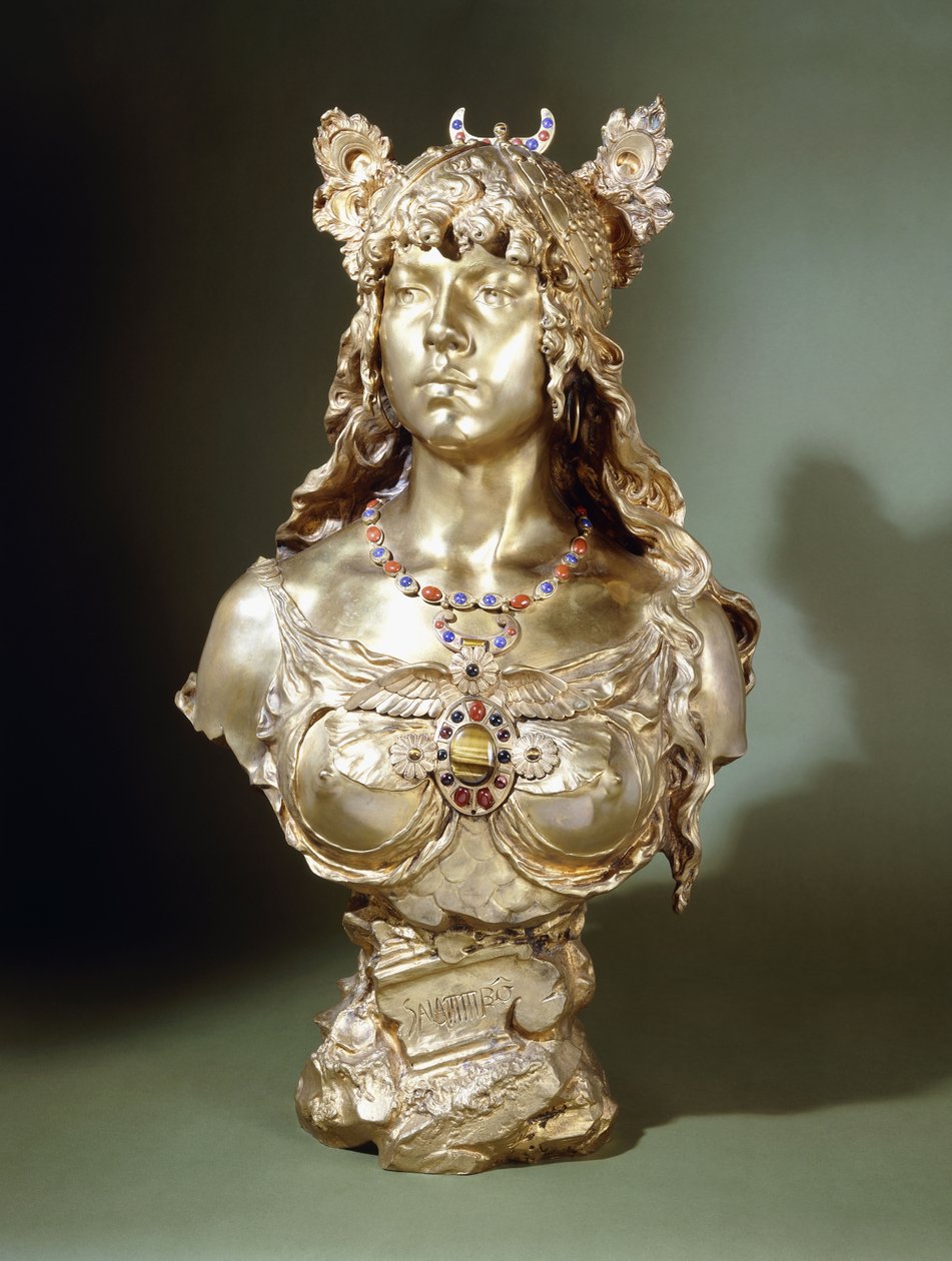 Salammbo (conjunto de gemas, busto de bronze dourado) de Louis Auguste Moreau