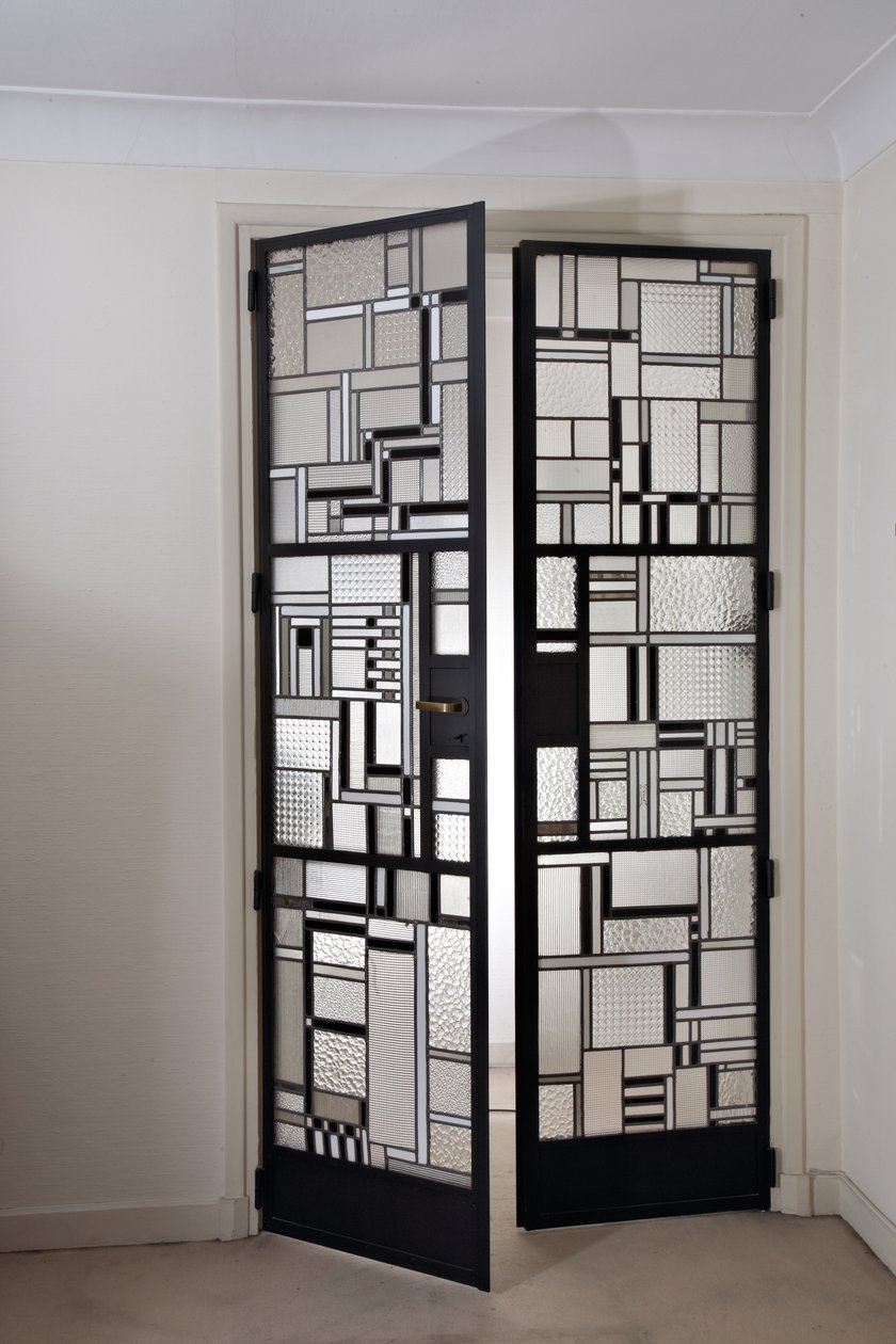 Conjunto de portas, c.1928 (vidro e ferro patinado) de Louis Barillet
