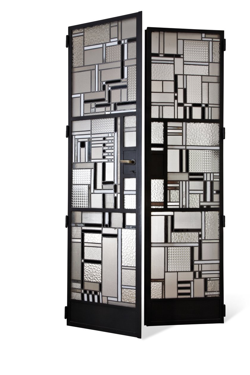 Conjunto de portas, c.1928 (vidro e ferro patinado) de Louis Barillet