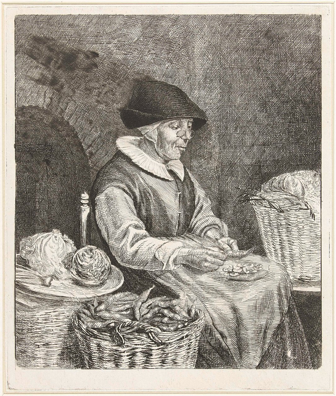Coclers, L B, Mulher idosa a molhar feijões (1780, Rijksmuseum de Amesterdão) de Louis Bernard Coclers