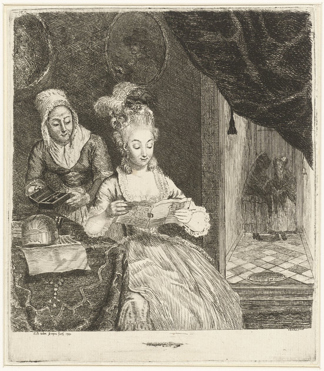 Mulher jovem lê uma carta de Louis Bernard Coclers