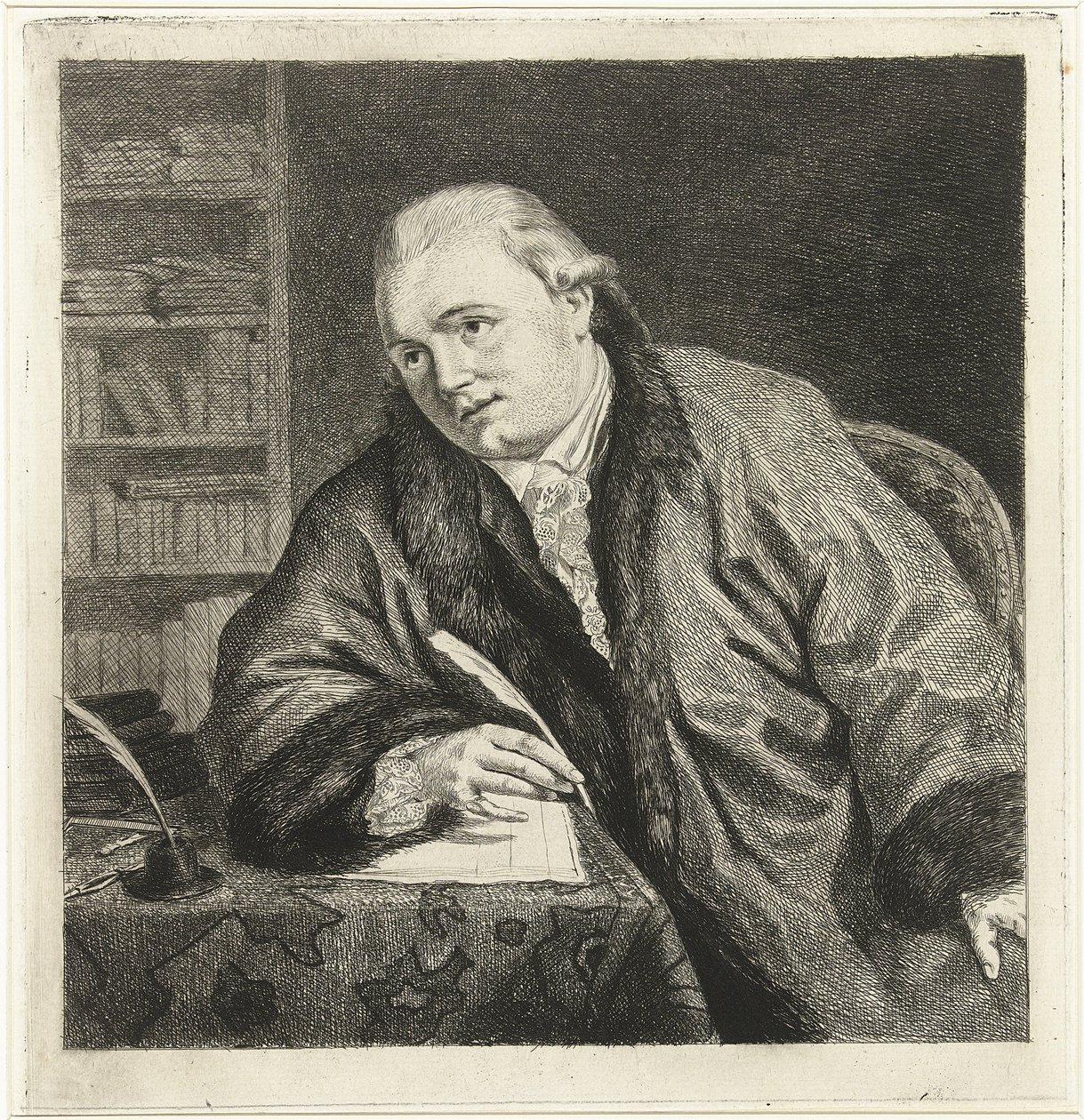 Retrato do compositor e gravador Johan Antoni Kauclitz Colizzi 1742-1808, década de 1780 de Louis Bernard Coclers