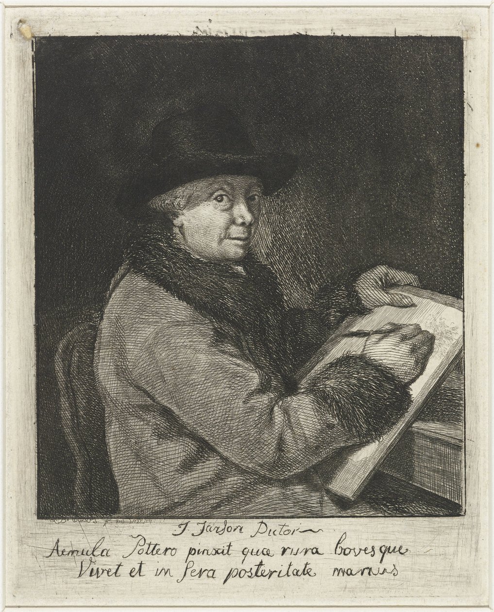 Retrato do artista Johannes Janson, desenho de Louis Bernard Coclers