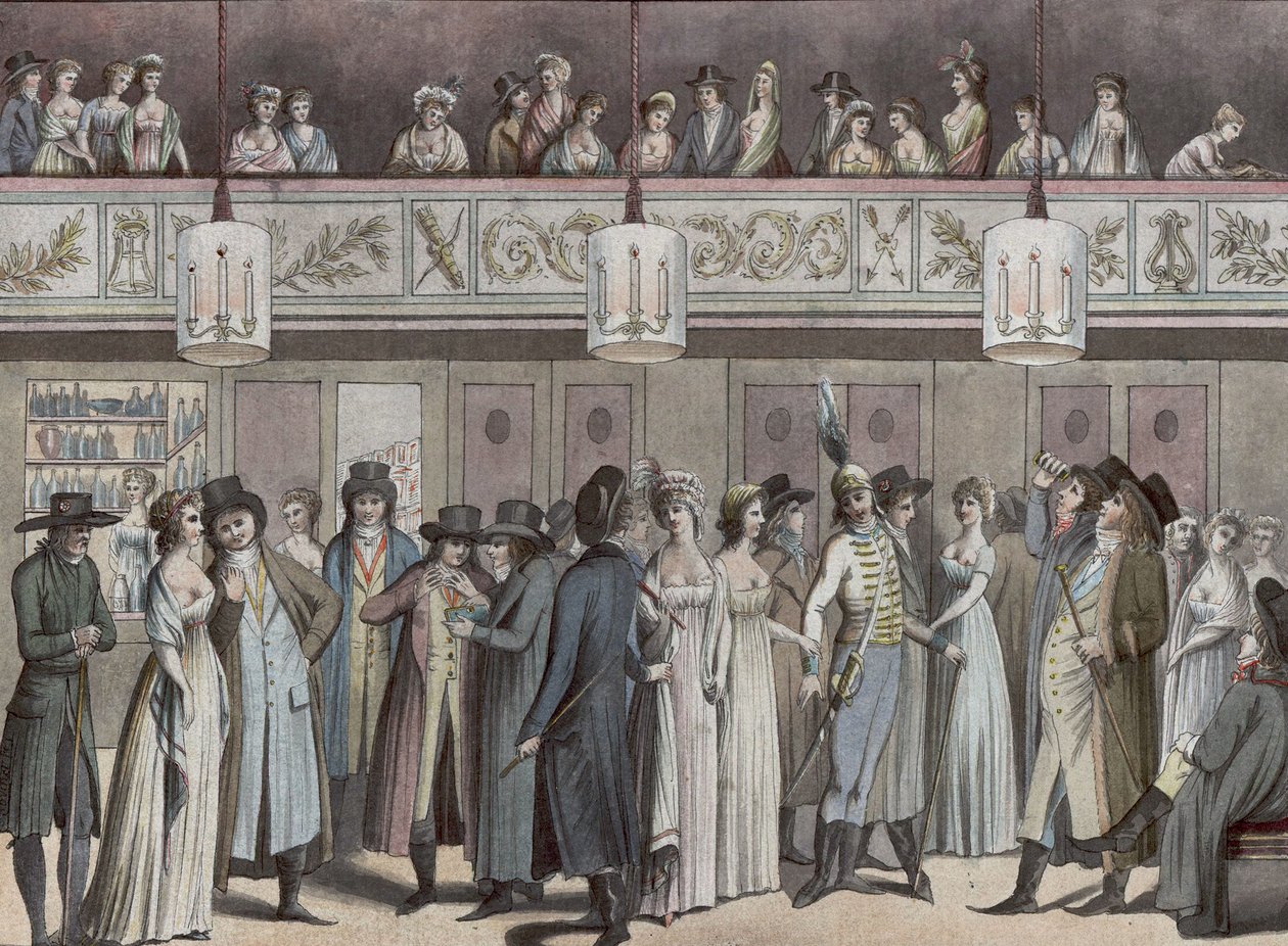 Foyer of the Montansier Theatre no Palais-Royal). Coleção Hippolyte Destailleur (1822-1893) de Louis Binet
