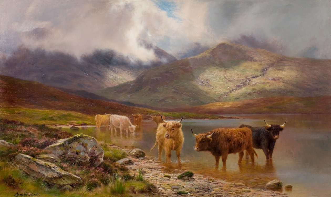 Gado das Terras Altas (óleo sobre tela) de Louis Bosworth Hurt