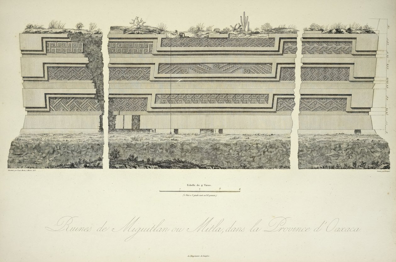 Ruínas de Miguitlan ou Mitla, na Província de Oaxaca, ilustração de 