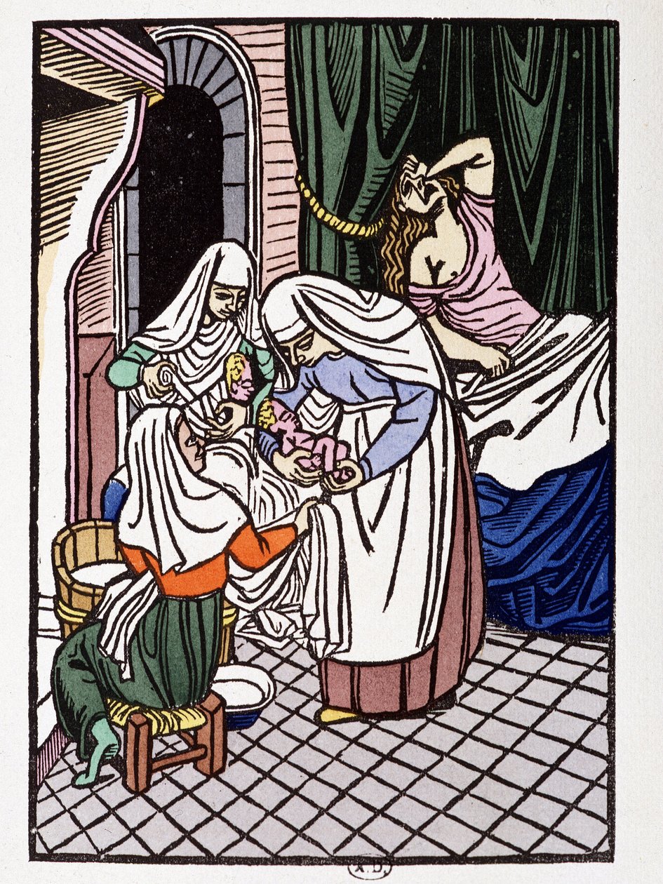 Mulher que dá à luz - em "Les amours de Frene et Galeran racontés d