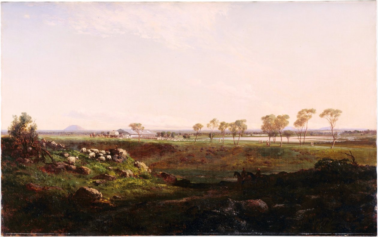 Derrapagem de lã do Monte Fyans Perto de Camperdown, 1869 de Louis Buvelot