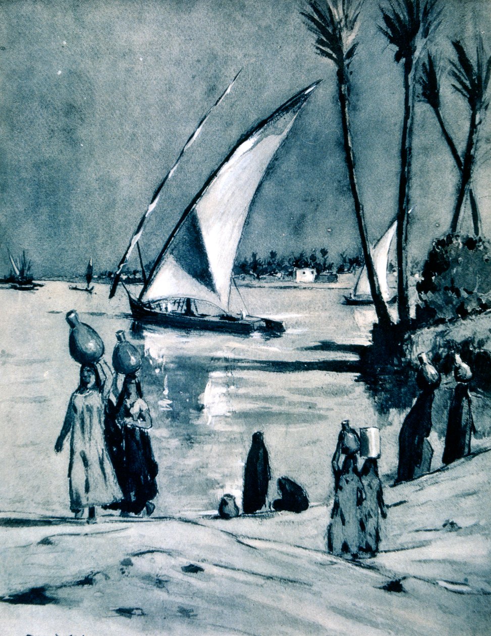 Transporte de água do Nilo, Cairo, Egito, 1928 de Louis Cabanes