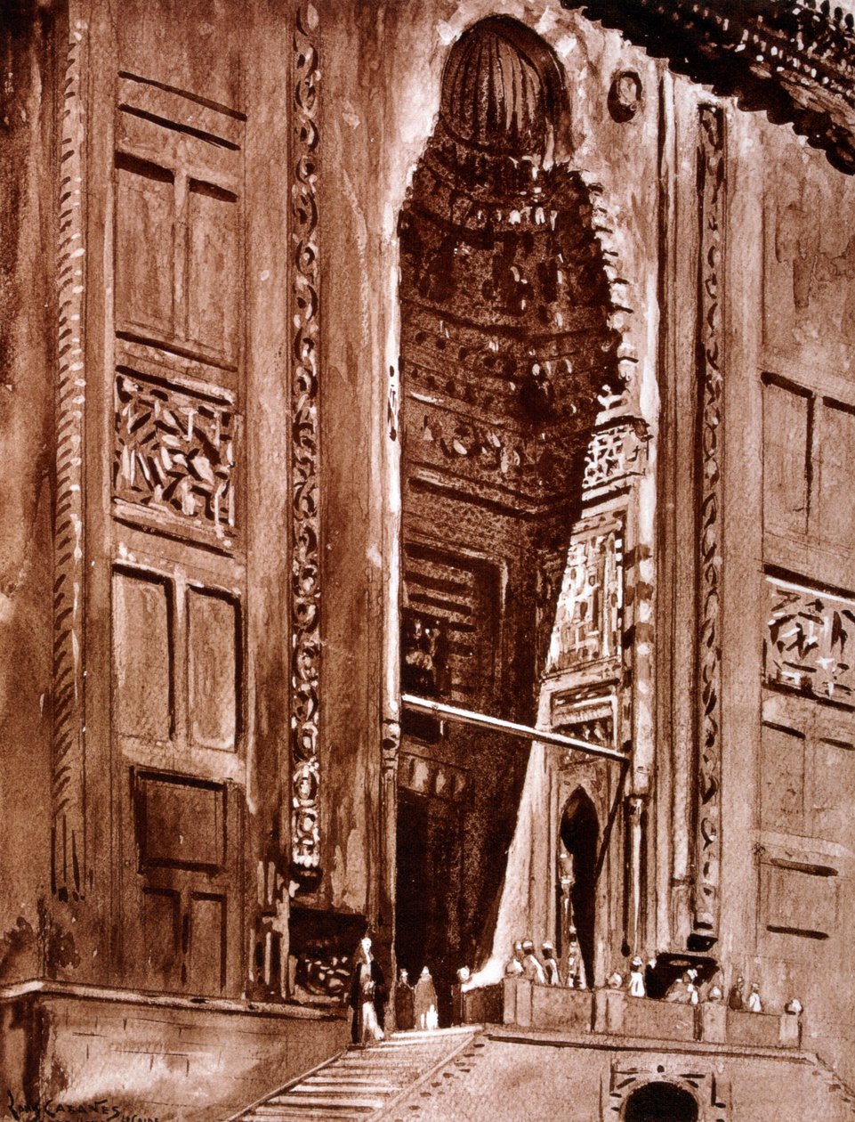 Entrada para a mesquita do sultão Hassan, 1928 de Louis Cabanes