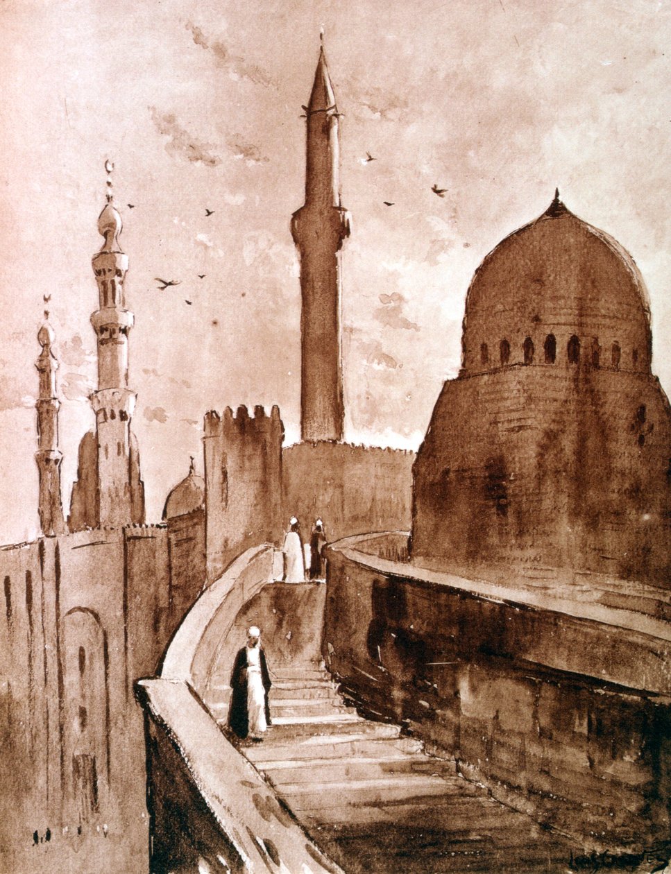 A Cidadela ao nascer do sol, Cairo, Egito, 1928 de Louis Cabanes