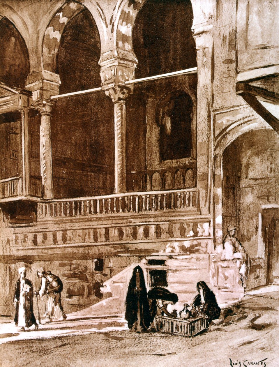 A Casa do Qadi beit el-qadi, Cairo, Egito, 1928 de Louis Cabanes