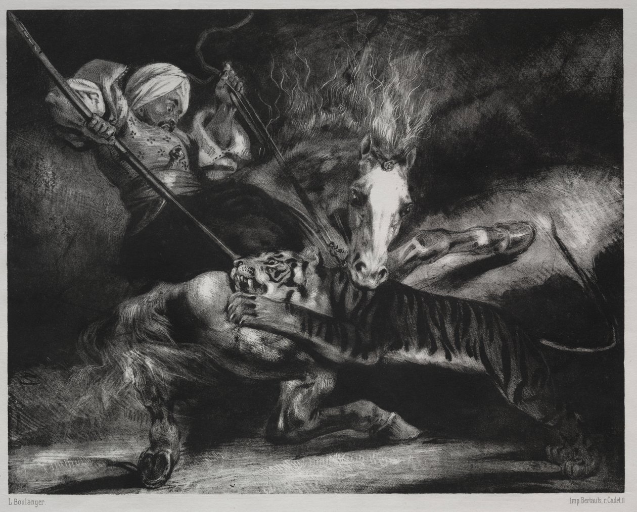 Um ataque de um tigre de Louis Candide Boulanger