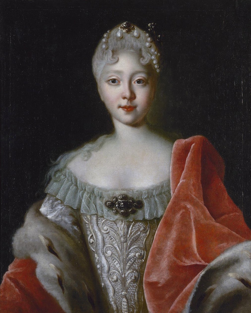 Elisabeth Ire (imperatrice de Russie) - Retrato da Grã-Duquesa Elisabeth Petrovna (1709-1761) par Caravaque, Louis (1684-1754). Óleo sobre tela, tamanho : 78x63, Fim 1720s, State Hermitage, São Petersburgo. de Louis Caravaque