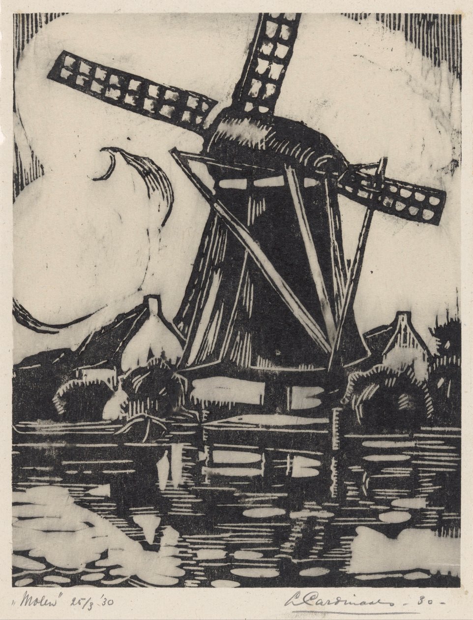 Molen (título original no objeto) de Louis Cardinaals (signed by artist)