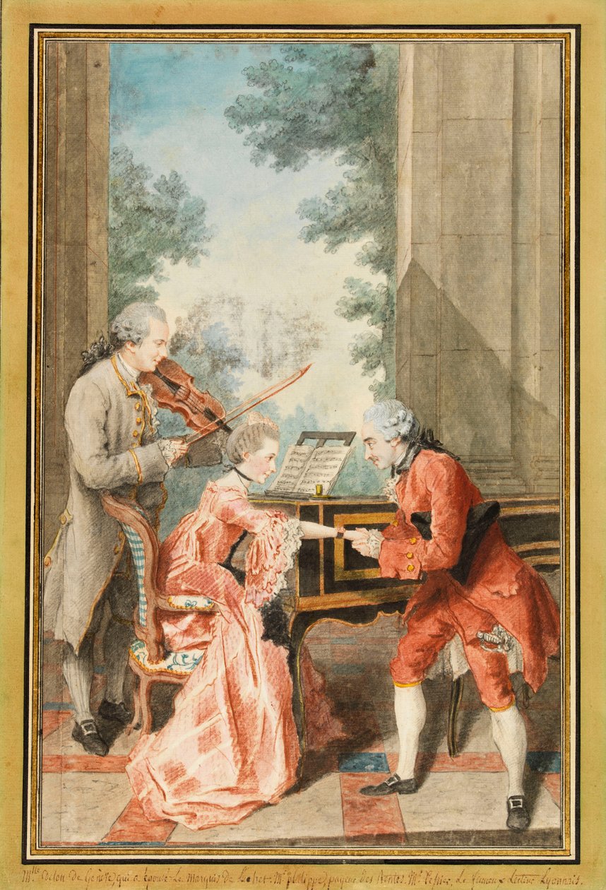 Mademoiselle Delong de Genève, Monsieur Philippe e Monsieur de Texier (aguarela) de Louis Carrogis Carmontelle