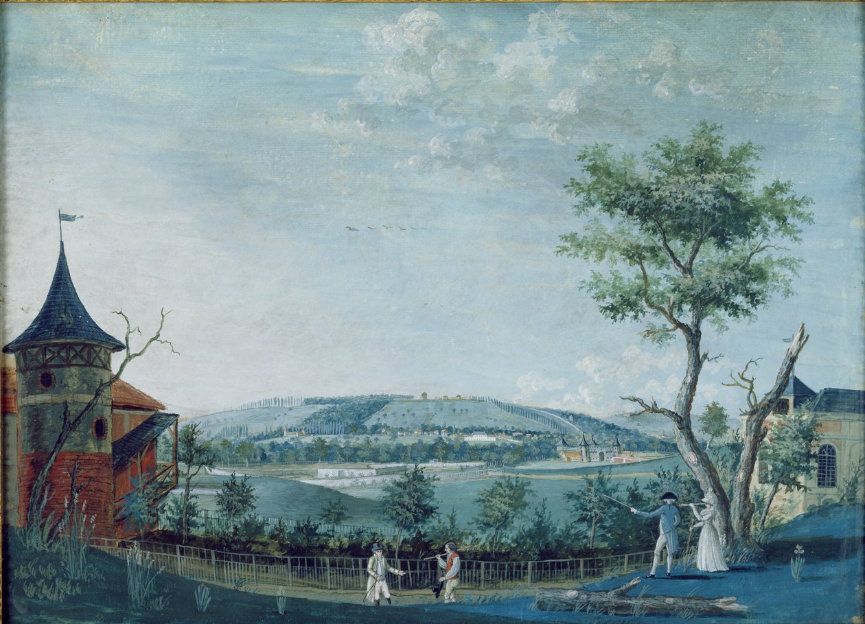 O Hermitage e o antigo castelo no parque em Le Raincy, 1754-93 de Louis Carrogis dit Carmontelle