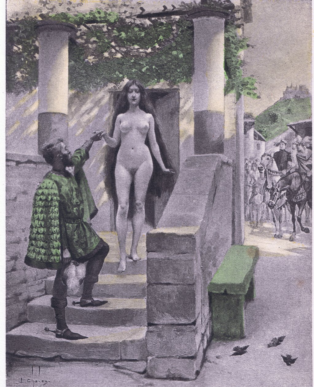 Griselda, ilustração de Decameron de Boccaccio publicada pela Sociedade Navarra 1930 (litho) de Louis Chalon