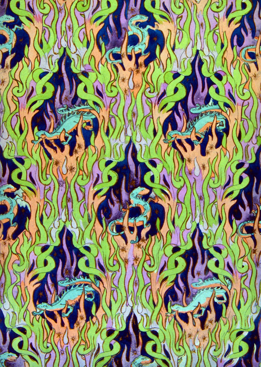 Desenho de papel de parede com dragões de Louis Chalon