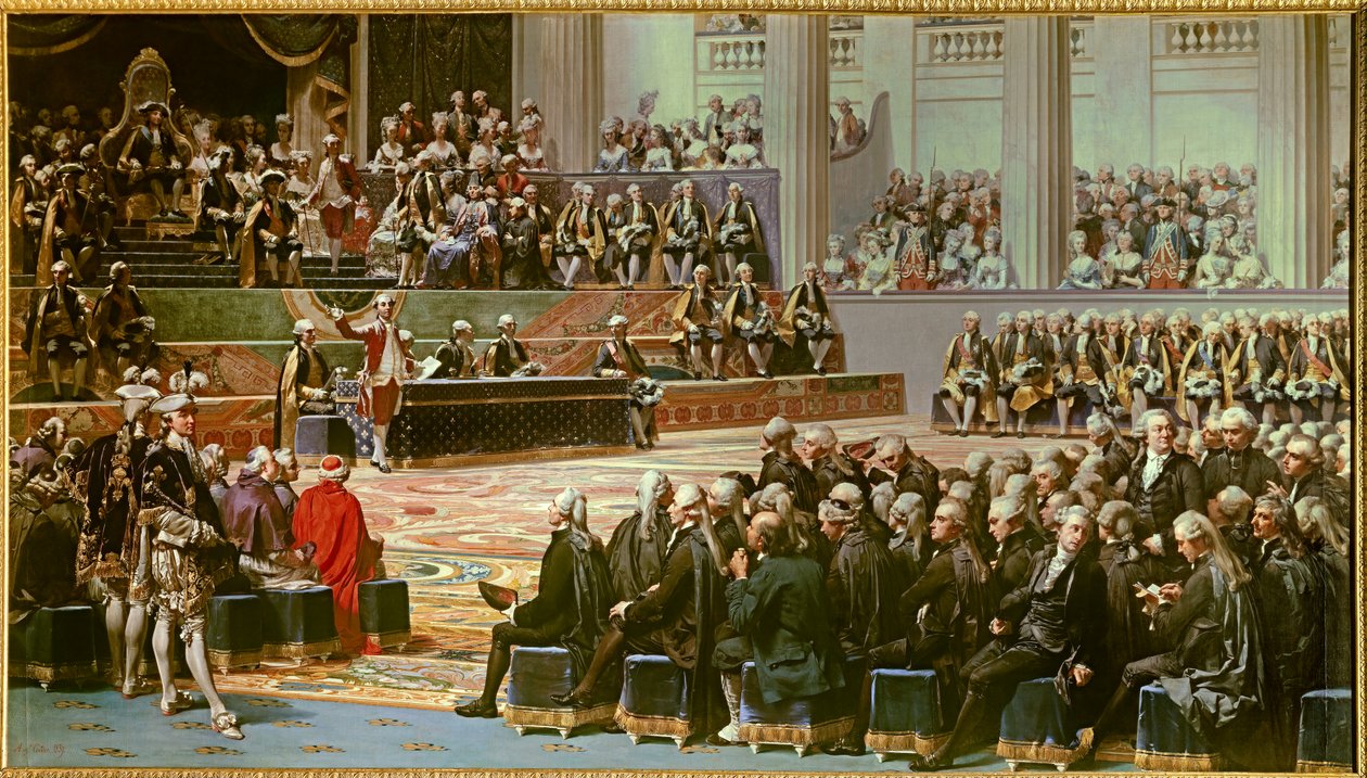 Abertura dos Estados Gerais em Versalhes, em 5 de maio de 1789. Pintura por Auguste Couder (1789-1873) de Louis Charles Auguste Couder
