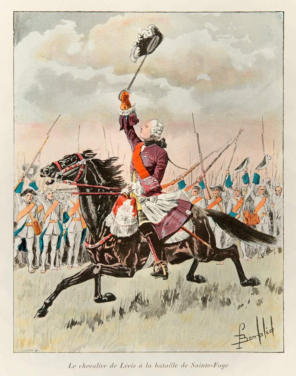 Bombled Louis (1862 - 1927); The Chevalier de Levis (François Gaston de Levis 1719 - 1787) na Batalha de Sainte Foy em 1760 contra os ingleses; Eugene Guenin