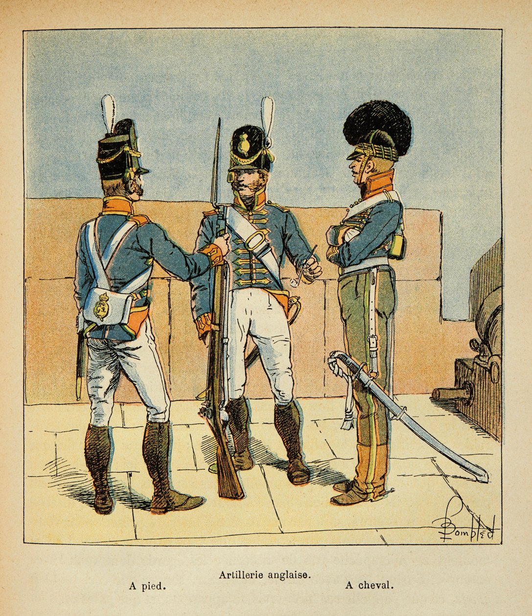 Ilustração de Bombled Louis (1862-1927) do livro "O Memorial de Santa Helena" do Conde Emmanuel de Las Cases (1766-1842): Artilharia inglesa: A pé; A cavalo, Colecção Privada de Louis Charles Bombled
