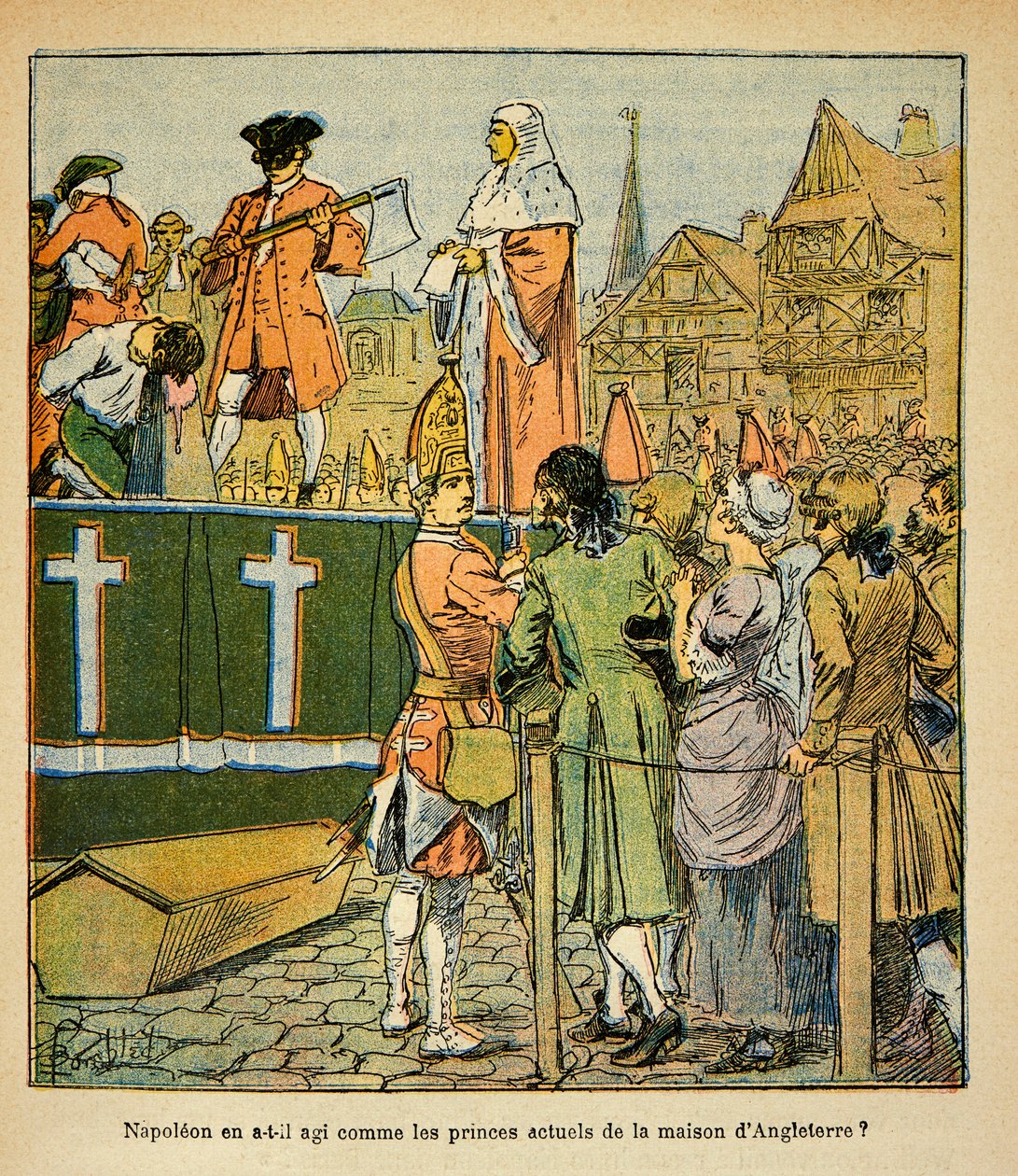 Ilustração de Bombled Louis (1862-1927) do livro "O Memorial de Santa Helena" do Conde Emmanuel de Las Cases (1766-1842): Execução Pública na Inglaterra no século XVIII, Coleção Privada de Louis Charles Bombled