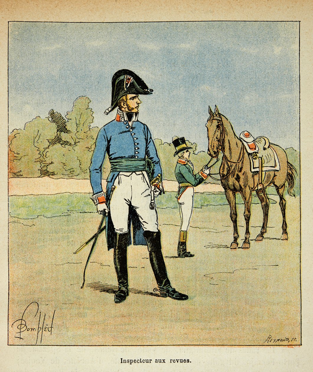 Ilustração de Bombled Louis (1862-1927) do livro "O Memorial de Santa Helena" do Conde Emmanuel de Las Cases (1766-1842): Retrato de um inspetor em revistas, coleção privada de Louis Charles Bombled