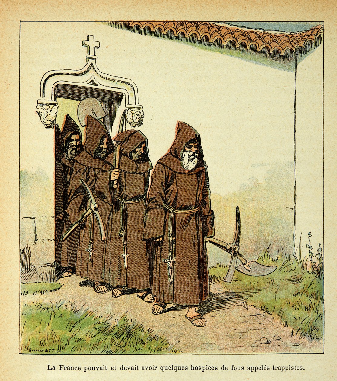 Ilustração de Bombled Louis (1862-1927) do livro "O Memorial de Santa Helena" do Conde Emmanuel de Las Cases (1766-1842): Trapistas, Coleção Particular de Louis Charles Bombled