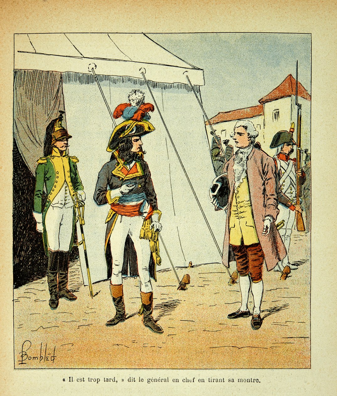 Ilustração de Bombled Louis (1862-1927) do livro "O Memorial de Santa Helena" do Conde Emmanuel de Las Cases (1766-1842): O representante de Veneza tenta intermediar com Bonaparte, Coleção Privada de Louis Charles Bombled