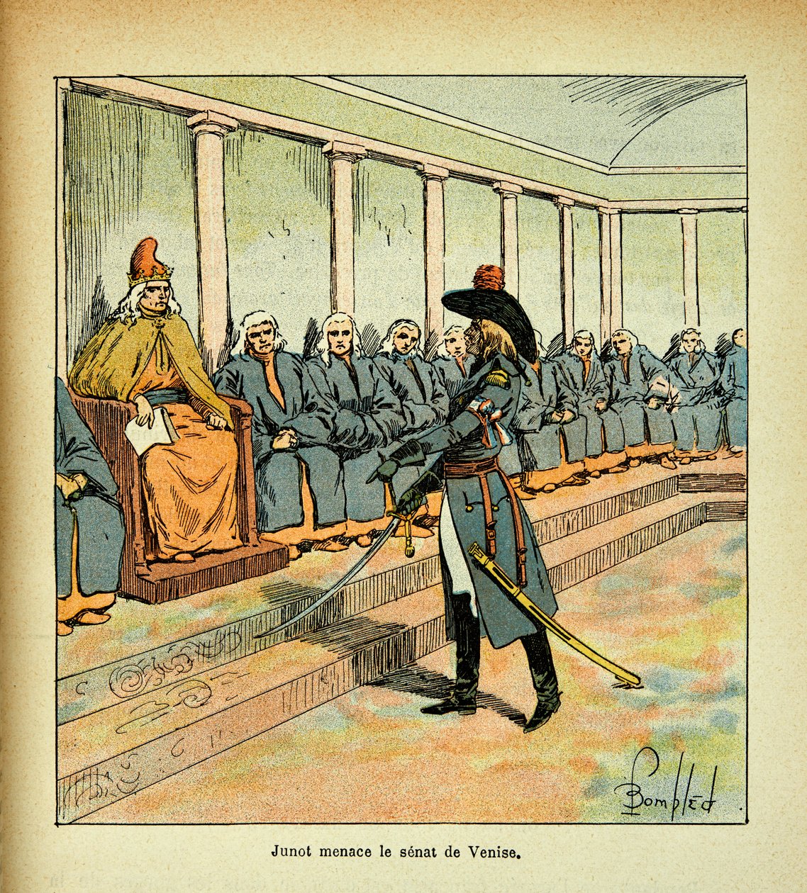 Ilustração de Bombled Louis (1862-1927) do livro "O Memorial de Santa Helena" do Conde Emmanuel de Las Cases (1766-1842): Junot (Jean Andoche Junot, Duque de Abrantes, conhecido como La Tempete de Louis Charles Bombled
