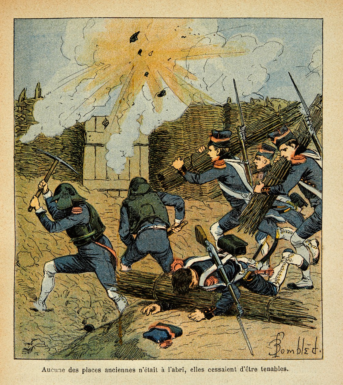Ilustração de Bombled Louis (1862-1927) do livro "O Memorial de Santa Helena" do Conde Emmanuel de Las Cases (1766-1842): Sítio de uma Cidade, Coleção Particular de Louis Charles Bombled