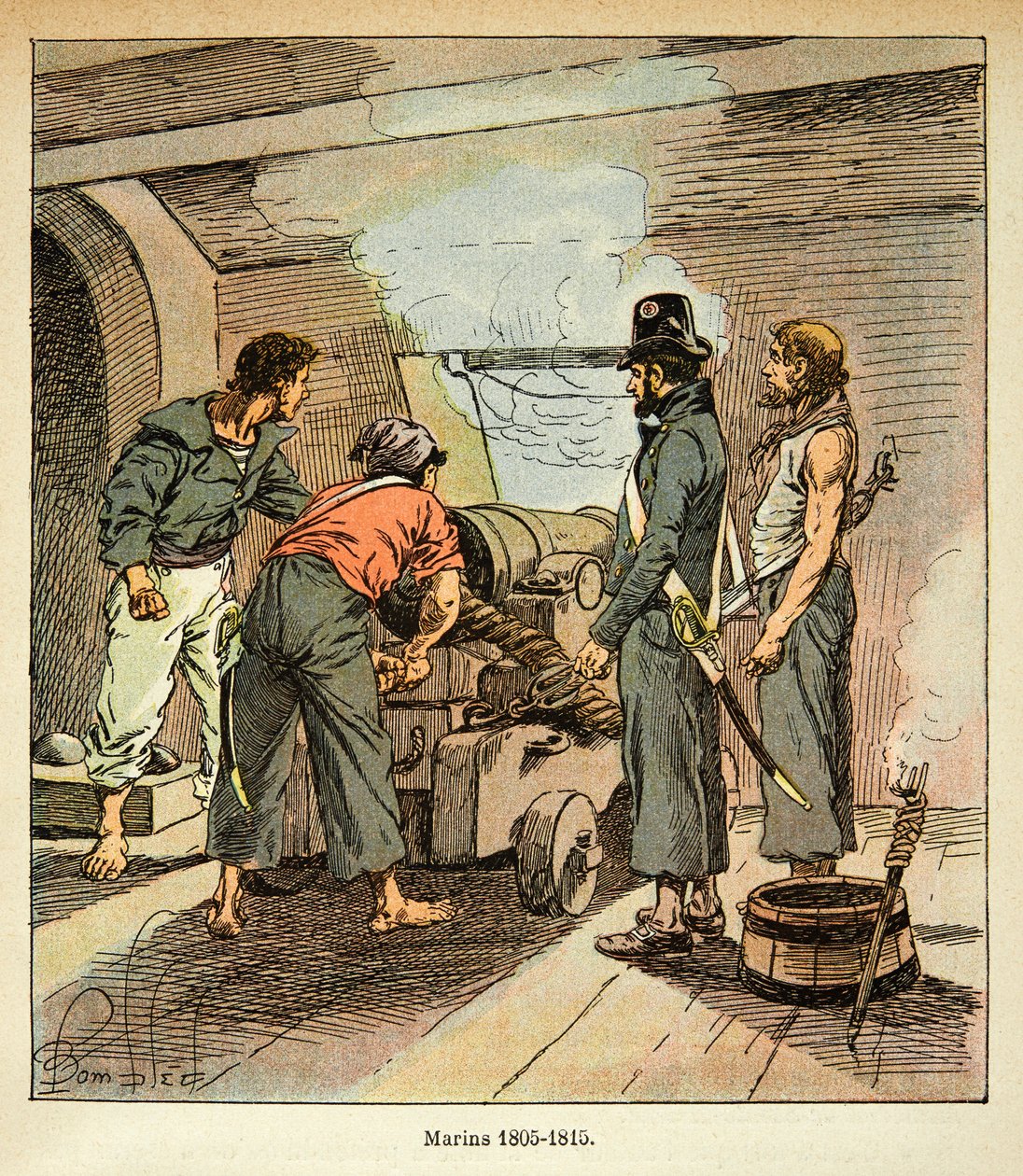 Ilustração de Bombled Louis (1862-1927) do livro "O Memorial de Santa Helena" do Conde Emmanuel de Las Cases (1766-1842): Marinheiros franceses entre 1805 e 1815, Coleção Particular de Louis Charles Bombled