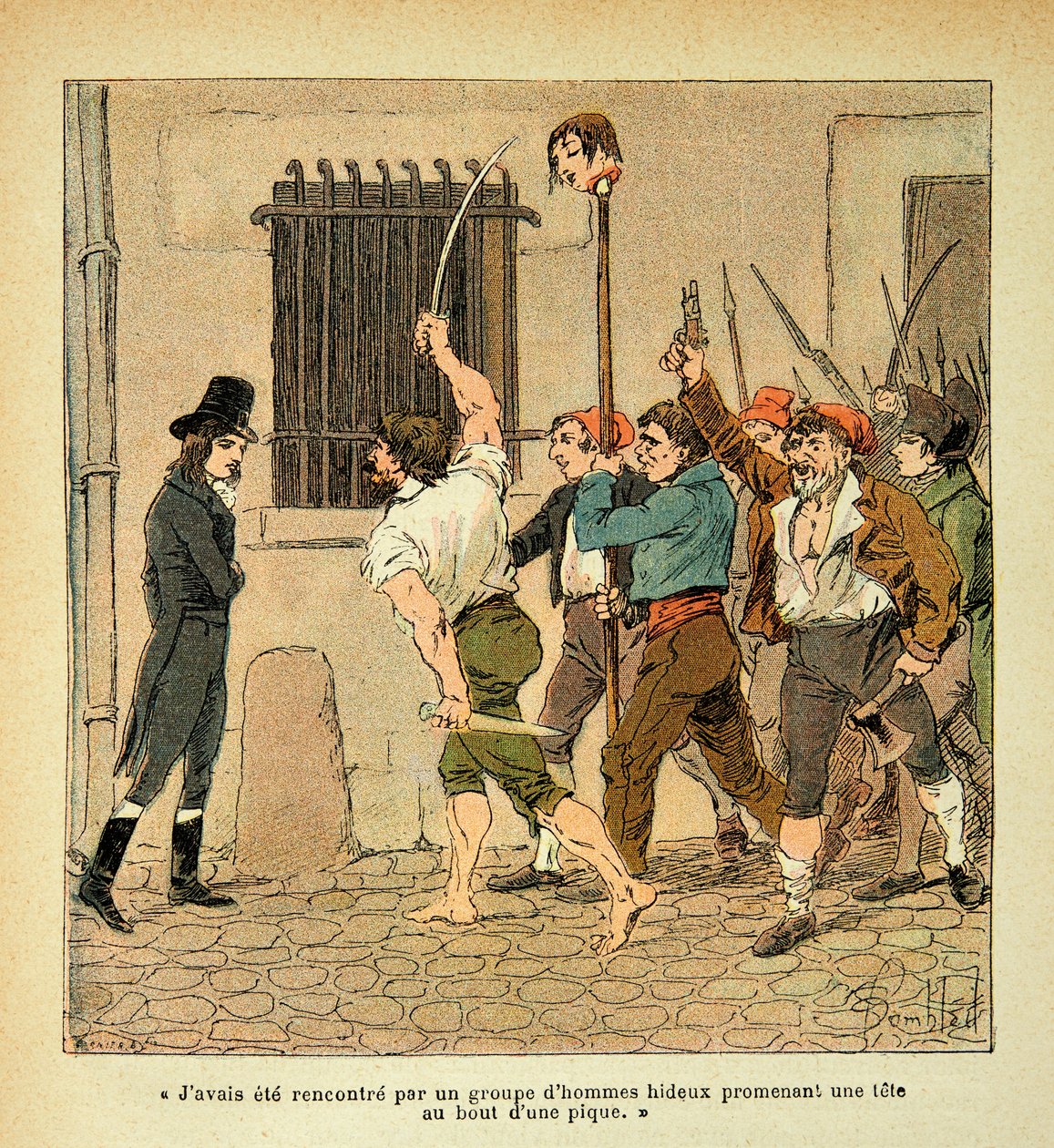 Ilustração de Bombled Louis (1862-1927) do livro "O Memorial de Santa Helena" do Conde Emmanuel de Las Cases (1766-1842): Bonaparte durante a Revolução Francesa enfrentando a multidão, Coleção Privada de Louis Charles Bombled