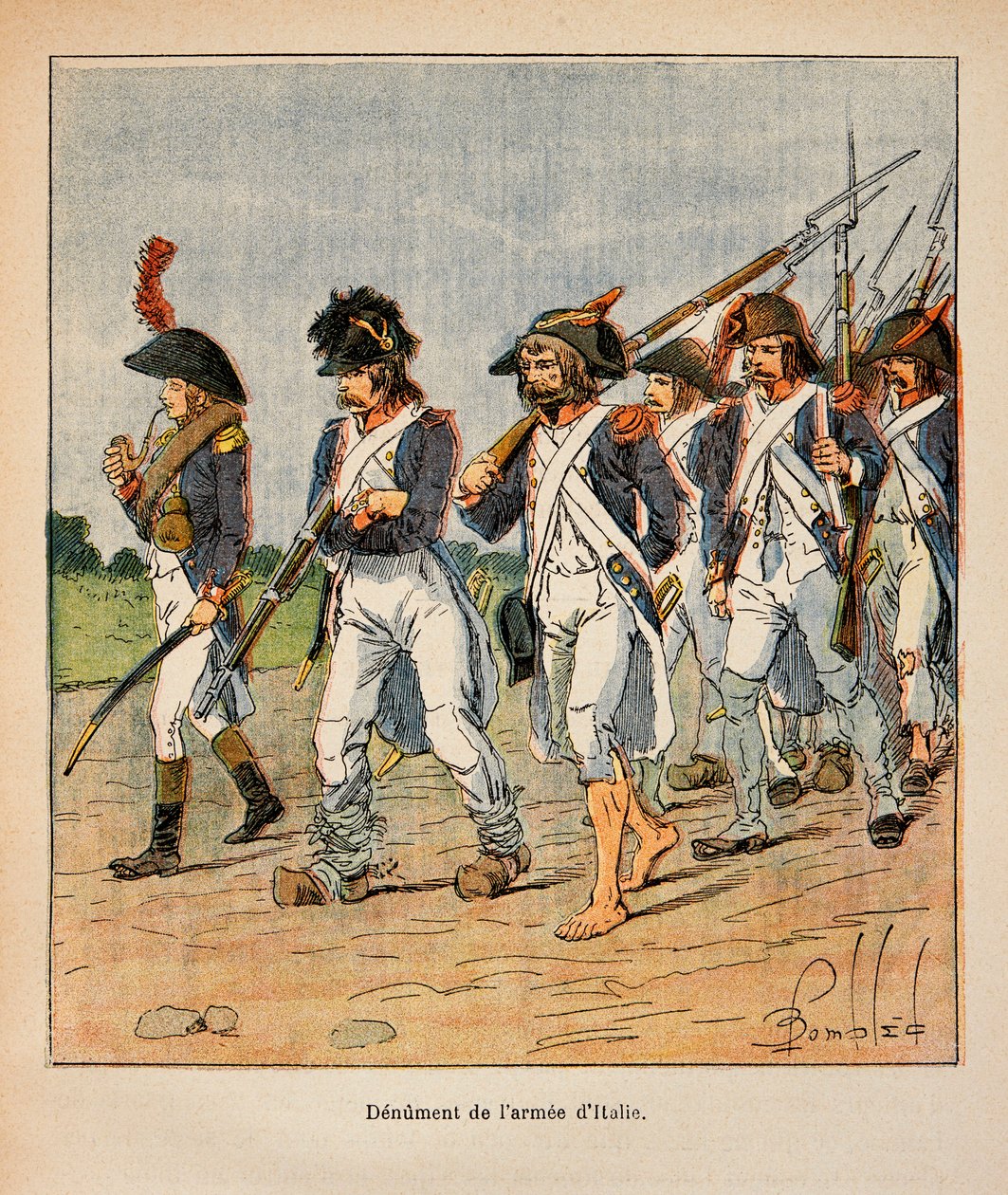 Ilustração de Bombled Louis (1862-1927) do livro "O Memorial de Santa Helena" do Conde Emmanuel de Las Cases (1766-1842): Denúncia da Armee da Itália, Coleção Particular de Louis Charles Bombled