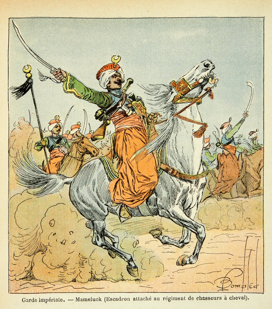 Ilustração de Bombled Louis (1862-1927) do livro "O Memorial de Santa Helena" do Conde Emmanuel de Las Cases (1766-1842): Mamluk da Guarda Imperiale, Coleção Particular de Louis Charles Bombled