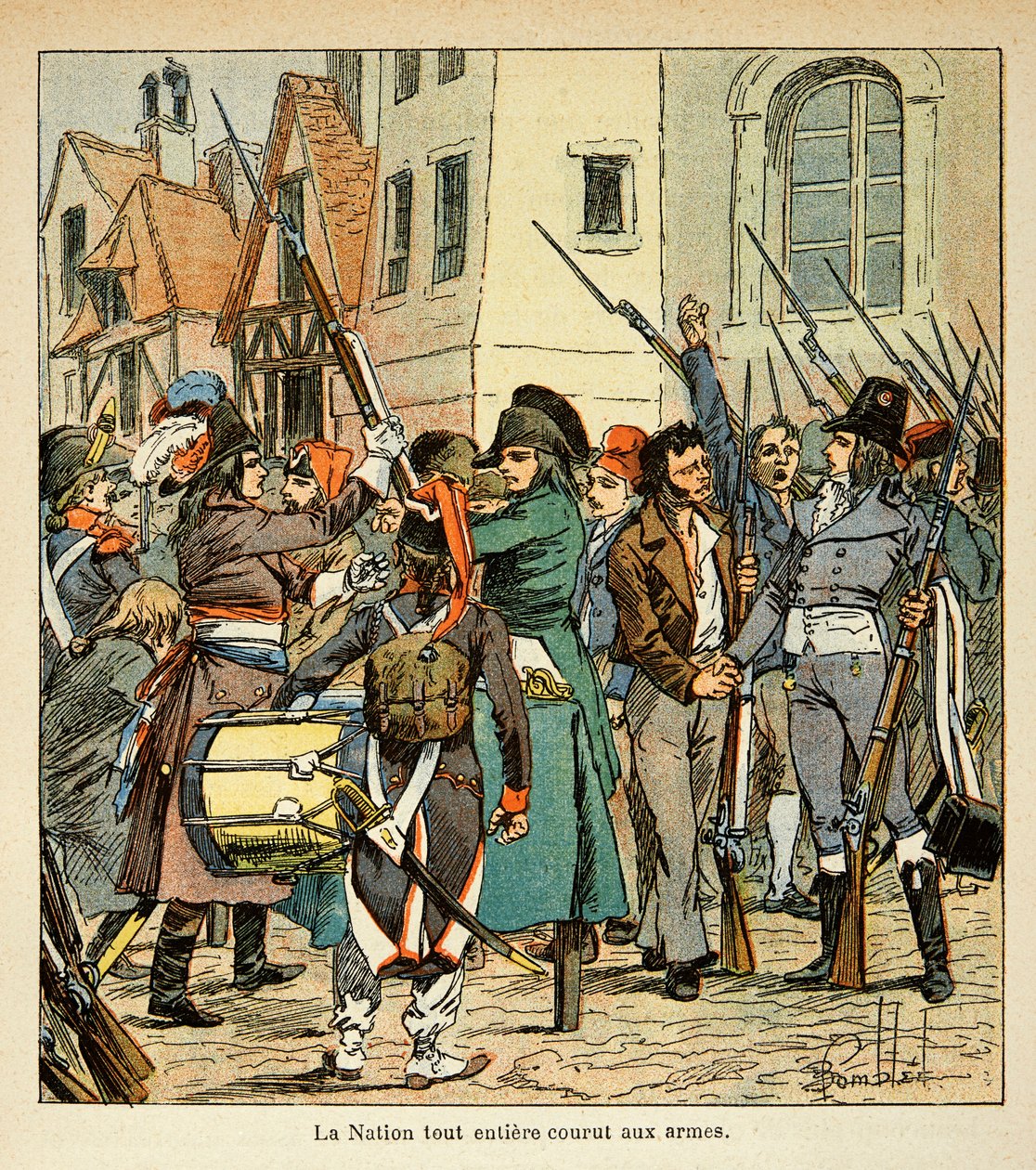 Ilustração de Bombled Louis (1862-1927) do livro "O Memorial de Santa Helena" do Conde Emmanuel de Las Cases (1766-1842): A Nação inteira correu às armas contra a Coleção Privada Inglesa de Louis Charles Bombled