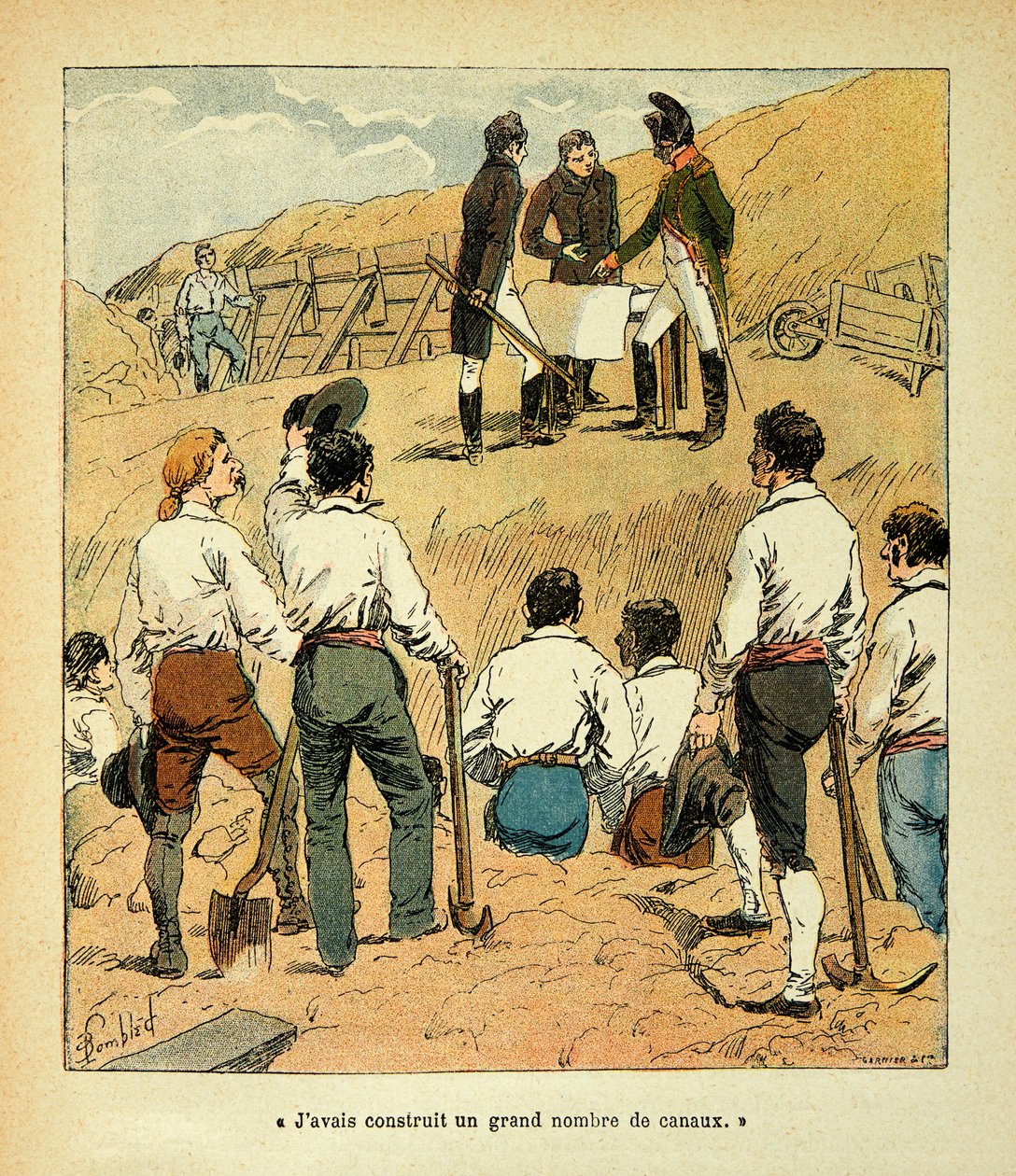 Ilustração de Bombled Louis (1862-1927) do livro "The Memorial of Sainte Helene" do Conde Emmanuel de Las Cases (1766-1842): Napoleão dirigiu grandes obras na França durante sua regência, Coleção Parcial de Louis Charles Bombled